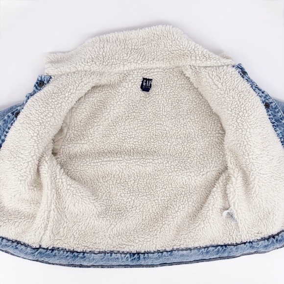 GAP | Kids Sherpa Icon Blue Denim Jean Jacket | Size L - Picture 6 of 8